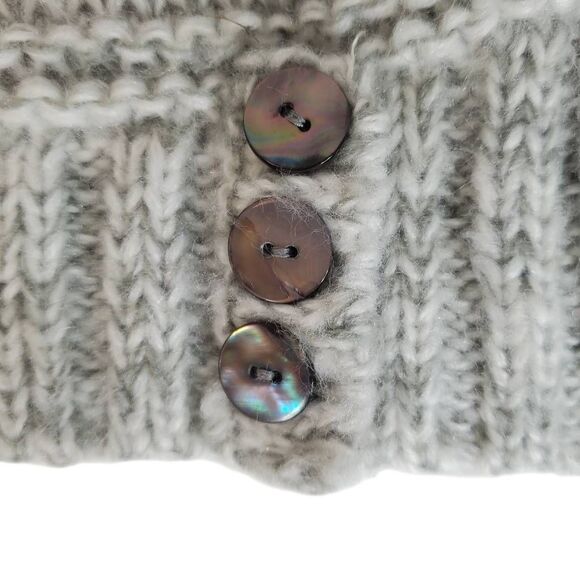 Screamer Hand Knit Space Dye Fleece Lined Button Beanie Hat White Gray One Size - Picture 8 of 9
